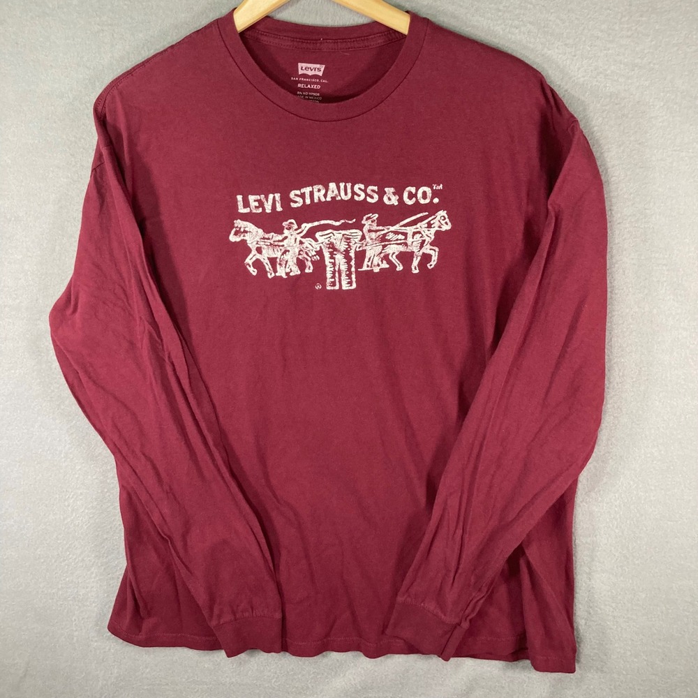 Levi Strauss & Co. Relaxed‎ Fit XXL Long Sleeve Red Graphic Tee Shirt